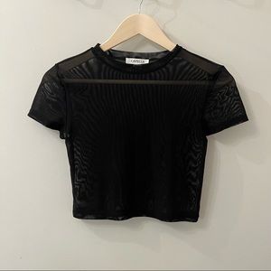 NEW Mesh sheer Crop Baby Tee Black